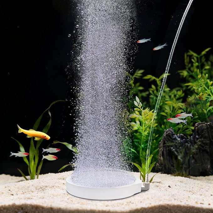 4.1 Inch Air Stones for Aquariums, Aquarium Bubbler Fish Tank Oxygen Diffuser, Stainless Steel Nozzle Nano Atomization Disc for Freshwater Saltwater Hydroponics DWC Pond, 10-40 Gallon Tank