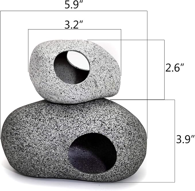 Aquarium Decorations Rock, Stackable Fish Tank Decor Cave | Shrimp Habitat, Hiding Cave, Betta Fish, Ceramic Shelters