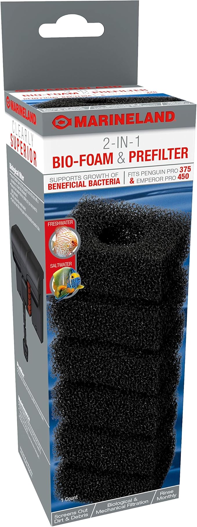MarineLand ML EMP 450/PGUIN 375 Foam Filter 12/1 CT, (Model: AQ-78309)