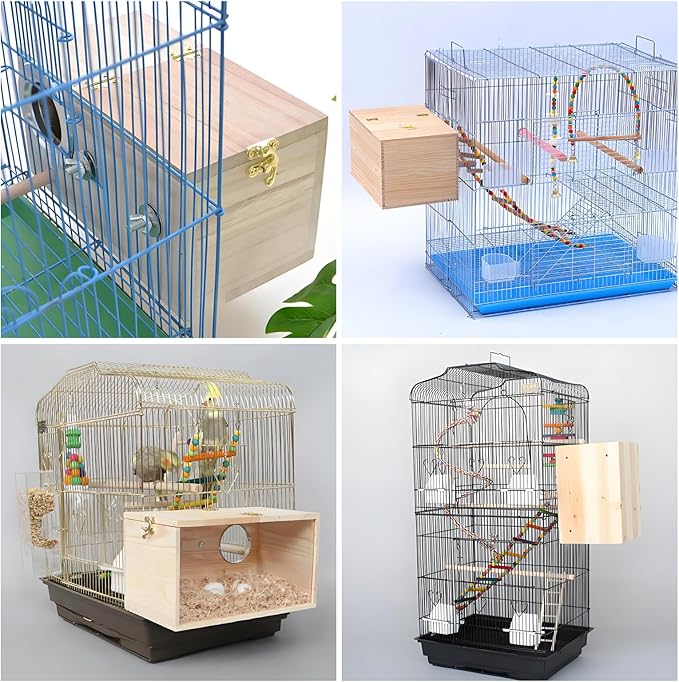 Parakeet Nesting Box - Bird House for Breeding Lovebirds, Cockatiels, Budgies, and Parrotlets – Includes Perch and Easy Access for Care (Style1)