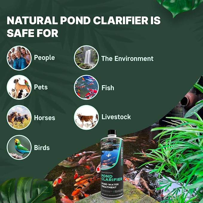 AquaDoc Pond Water Clarifier - Enzyme-Based Treatment for Fish Ponds, 32 oz | Helps Clear Cloudy Water and Reduce Sludge in Koi & Fish Ponds - Made in USA