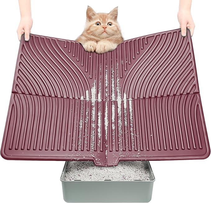 UPSKY Cat Litter Mat, Large Kitty Litter Trapping Mat Soft on Kitty Paws, Litter Box Mat Keep Floor Clean, 31" x 24" Waterproof and Washable Trapping Mats Catcher Pad for Scatter Control