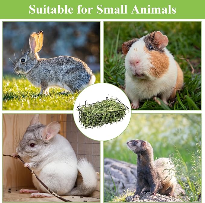 WOPPLXY 6 Pcs Rabbit Hay Feeder, Heavy Duty Metal Rabbit Hay Rack with Hooks, Bunny Hay Feeder Rack, Metal Rack Hay Holder for Rabbits Guinea Pigs, Small Animal Cage Accessories(9 x 4 x 2 Inch)
