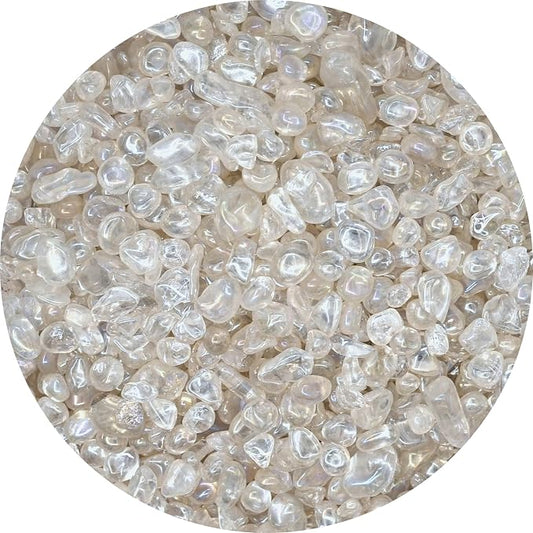 Amazing Gemstone Angel Aura Quartz Crystal Chips Aquarium Gravel Rocks - Bulk Fish Tank Gravel, Small Tumbled Stone Chips, Tiny Crystals for Decoration (Natural AAA Grade Gemstones), 1 Pound