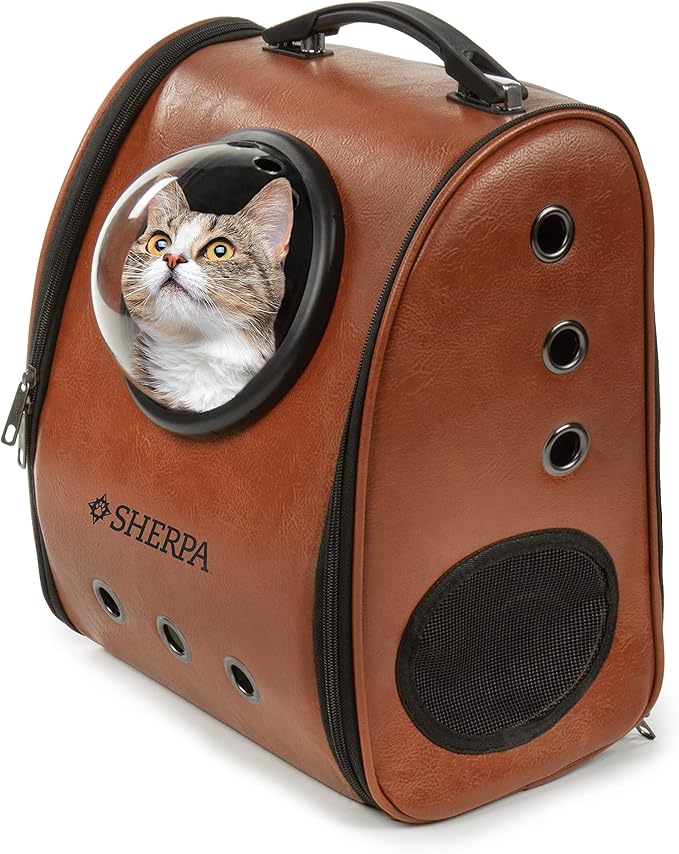 Sherpa Cat Travel Backpack with Bubble View, Airline Approved - Brown, One Size