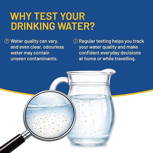 16-in-1 Drinking Water Test Strips (100 Pack) – Water Testing Kit | Water Testing Kit for Tap, Well, RV & Spring Water, Tests Hardness, Chlorine, pH, Iron, Metals & Nitrates. 60 Second Results.