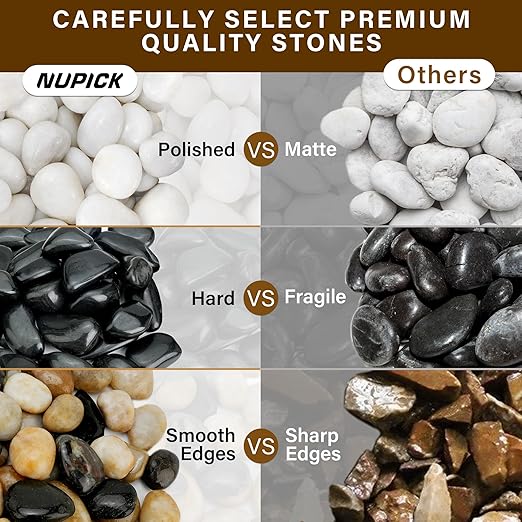 NUPICK 45lb Mix River Rocks for Outdoor Landscaping, 1-2 Inch Pebbles for Indoor Plants, Natural Polished Aquarium Gravel, Decorative Rocks for Succulent, Garden, Vases Fillers, Bird Baths