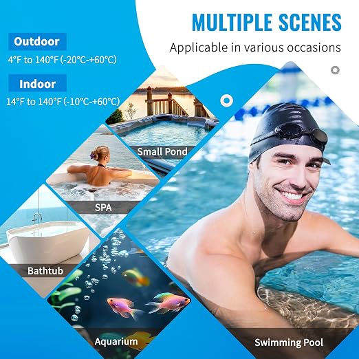 Pool Thermometer Floating Easy Read, Waterproof Wireless Digital Pool Thermometer with Large Screens, IPX8 Waterproof High Precision Temperature Gauge for Swimming Poo, Hot Tub, Spa, Pond, Fish Tank