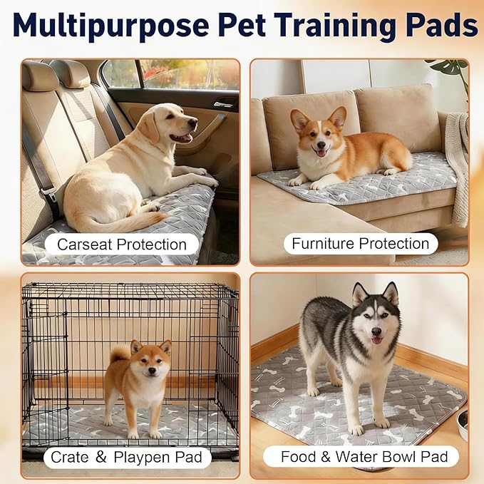 Puppy Pads with Pheromones, Washable Pee Pads for Dogs Potty Training, Reusable Dog Mat with Pet Hair Removal Gloves for Playpen, Crate, Whelping Box (Green,L)