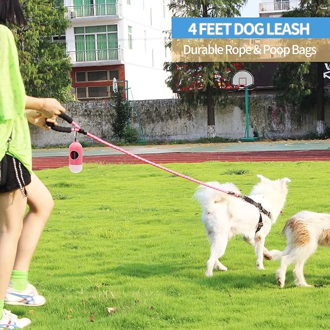 BAAPET 2/4/5/6 FT Dog Leash with Comfortable Padded Handle and Highly Reflective Threads for Small Medium and Large Dogs (4FT-1/2'', Pink)