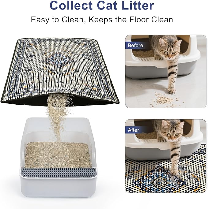 Cat Litter Mat 24"x29.5" Double Layer Waterproof Litter Box Mat Washable Litter Trapping Mat