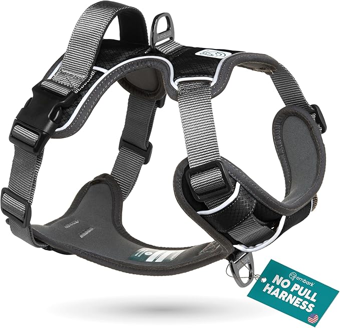 Embark Adventure Dog Harness for Small, Medium & Large Dogs – No Pull, Reflective Trim, Military Grade Nylon, 2 Leash Clips, Gel-Lined Handle, Soft Padded
