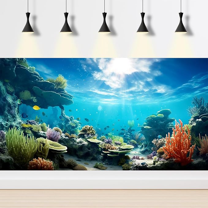 Under The Sea Aquarium Background Ocean Seabed Coral Reef Fish Tank Background Underwater Tropical Sea Marine Life World Aquarium Tank Backgrounds Tropical Hard Coral Fish Tank Backgrounds 30x12in