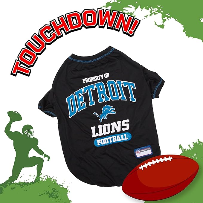 NFL Detroit Lions Dog T-Shirt for Pets, Size Small. Officially Licensed Pet Shirt with Team Logo, Soft Stretchable Comfort Fit Apparel for Dogs & Cats