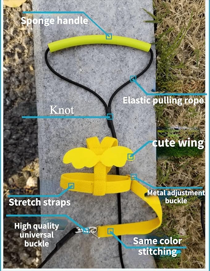 Adjustable Bird Harness with Elastic Leash, Pet Parrot Harness and Leash, Adjustable Training Design Anti-Bite, Bird Nylon Rope with Cute Wing for Conure (Beige,Sulphur-Crested Cockatoo)