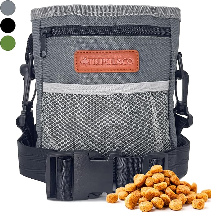 Dog Treat Pouch, Large Treat Pouches for Pet Training with Multiple Pockets, Built-in Poop Bag Dispenser & Phone Holder, 3 Wear Styles, Ideal Dog Treat Bag for Training & Walks