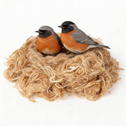 Natural Bird Nesting Materials, 4 Kinds Mixed Fibers (Jute, Hemp, Cotton, Grass), Professional Ratio Safe Nesting Pads for Budgies, Parrots, Finches, Canaries & Other Small Birds (100g/3.5oz)