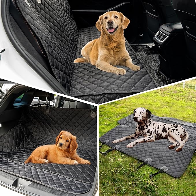 JSTHT Dog Car Seat Cover for Back Seat Waterproof Bench Seat Cover Protector Nonslip Durable Soft Pet Dog Back Seat Cover for Car, Truck, & SUV (Black)