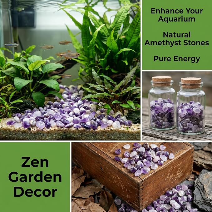 Chevron Amethyst Chips 2lb (2000+ Pieces) ?5-8mm Natural Purple & White Banded Crystals for Healing, Jewelry Making, Plants, Aquarium Decor & Spiritual Gifts ?Stone of Intuition & Protection