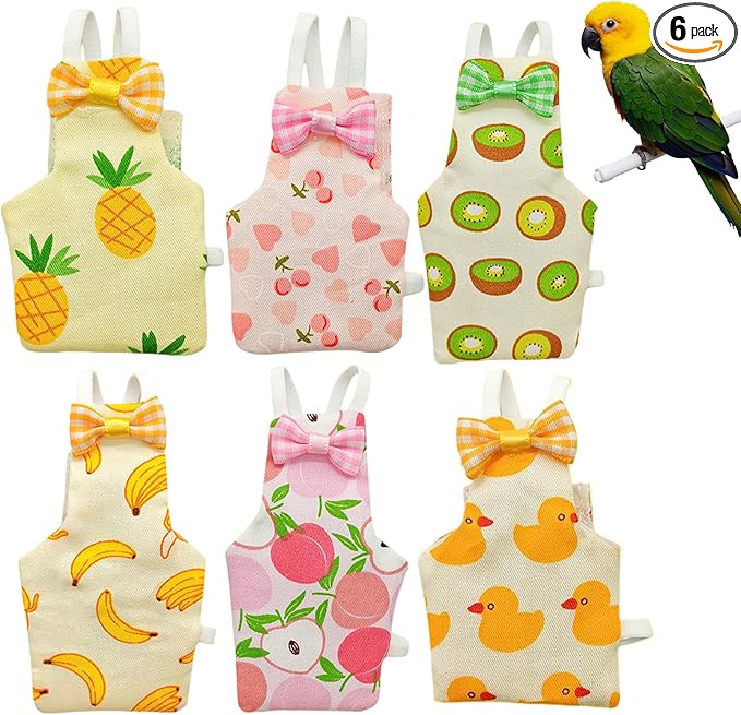 6 PCS Bird Diaper, Parrot Diaper Flight Suit, Cute Pigeon Pants, Waterproof Inner, Reusable, Suitable for Conure, Lovebird‌‌, Parakeet‌, Budgerigar, Pet Chicken&Duck, Guinea Pig