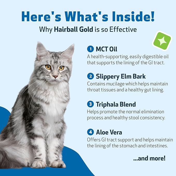 Pet Wellbeing Hairball Gold for Cats - Vet-Formulated - Eases Passage of Hairballs Through Digestive Tract - No Mineral Oil, All-Natural Lubrication - 2 oz (59 ml)