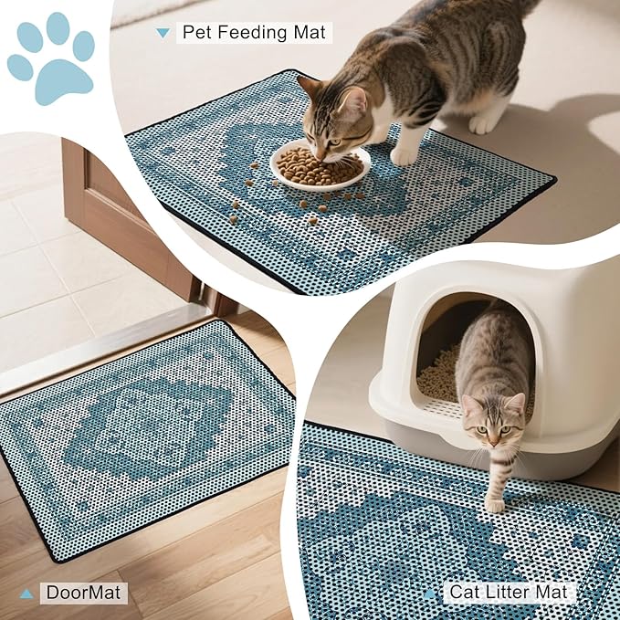 Cat Litter Mat 24"x29.5" Double Layer Waterproof Litter Box Mat Washable Litter Trapping Mat