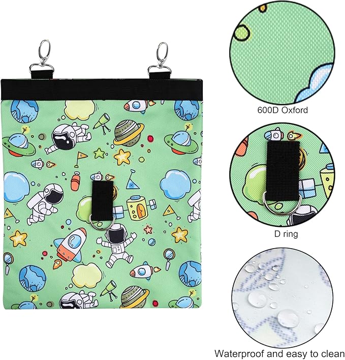 Rabbit Hay Feeder Bag Guinea Pigs Hanging Hay Rack Manger Holder Dispenser Small Animal Feeder Storage Pouch for Bunny Chinchilla Hamster (Pattern Green, 2 Windows)