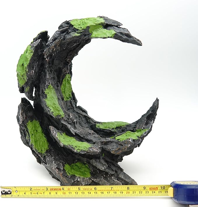 Allcolor Aquarium Rock Decor, Moon Valley Aquascape for 10+ Gallon Tanks | A moon-shaped rock arch creates an open centerpiece with room for fish to pass through.