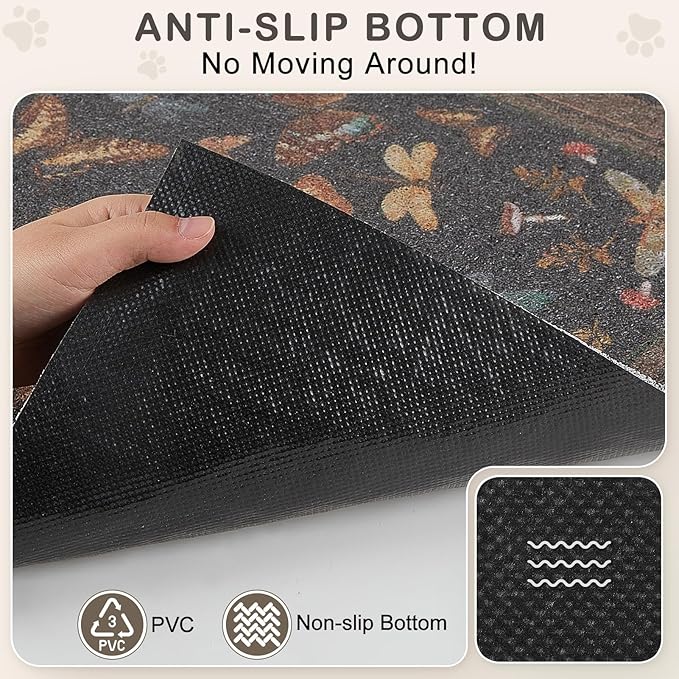 Unicorn Catcher Cat Litter Mat 24" x 15" Non-Slip Litter Box Mat Washable Litter Catcher Mat for Litter Box Indoor Food Mat Supplies Essentials,Dark Brown