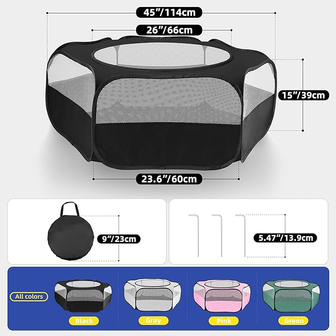 Small Animal Playpen with Mesh Cover & Waterproof Bottom Cat Tent Chicken Brooder Rabbit Guinea Pig Cage Playpen for Small Animals Indoor Outdoor Use