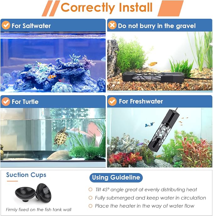 hygger Submersible Aquarium Heater More Efficient Fish Tank Heater with Adjustable Temperature Control, Auto Off & Overheat Protection for Saltwater Freshwater (600W)