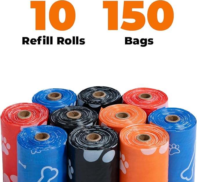 Best Pet Supplies Dog Poop Bags for Waste Refuse Cleanup, Doggy Roll Replacements for Outdoor Puppy Walking and Travel, Leak Proof and Tear Resistant, Thick Plastic - Assorted (Scented), 150 Bags