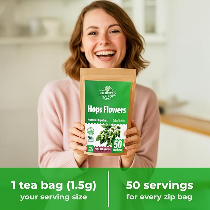 50 Bags Hop Tea Hops Herb Dried Hops Flowers Herbal Tea (Humulus Lupulus) - 50 Count 1.5g Bags Hoptea Lupulo Entero