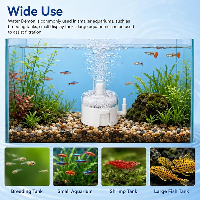 Mini Aquarium Sponge Filter, Small Aquarium Filter, Small Fish Tank Filter with Foam and Air Stone, Submersible Bio Sponge Filter for Fish Tanks up to 5 Gallon Betta Tank, Shrimp Tank, Fry Tank