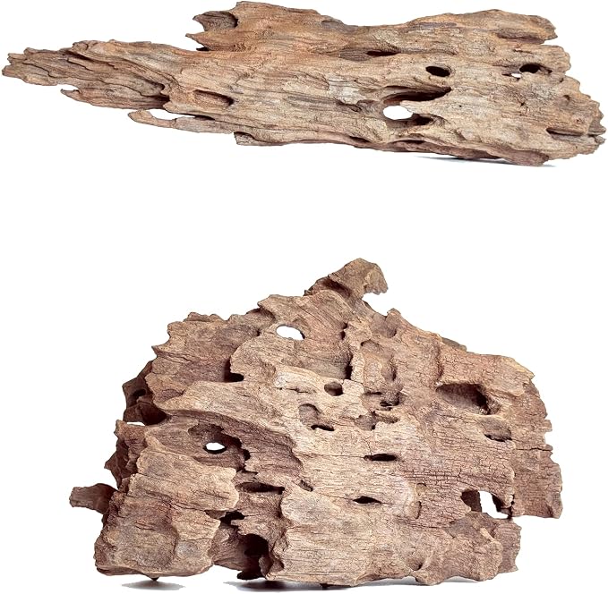 Natural Wood Driftwood for Aquarium Fish Tank Decor,Assorted Driftwood Trunk Branch for Reptile Tank Decor (SHP-XM Driftwood (6 to10 Inch)-Pack of 2)