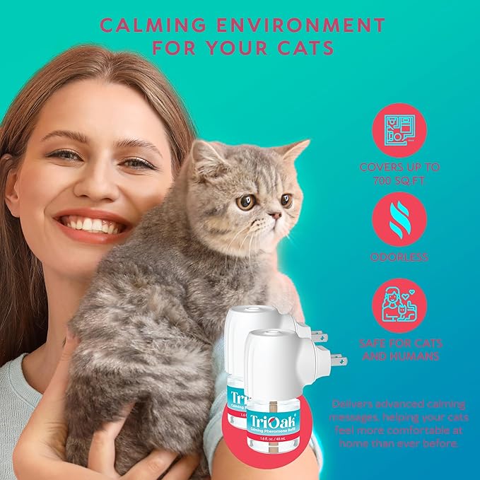 Cat Calming Pheromone Diffuser Plug-in – Feline Pheromones for Home Comfort, Helps Reduce Spraying, Scratching, Fighting & Excessive Meowing (Mint)