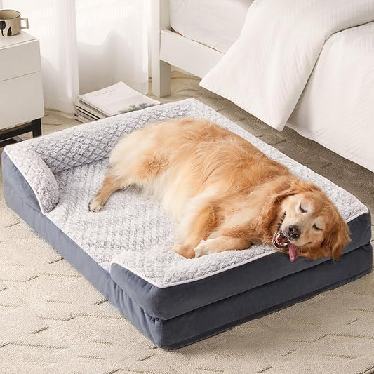 LEXTRO Orthopedic Dog Bed for Extra Large Dogs, Egg Crate Foam Bed for Extra Large Dogs, Equipped with Removable Waterproof Pillow Cover and Anti-Slip Bottom, Pet Bed