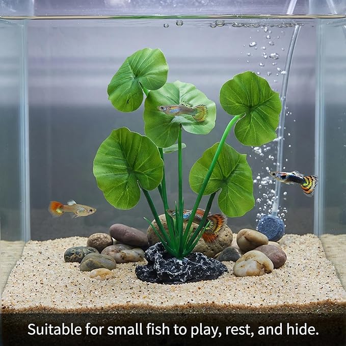 2 Pack Aquarium Silk Aquarium Plants, Artificial Plastic Plant for Small Tank, Goldfish, Fish Hides (6 Inch)