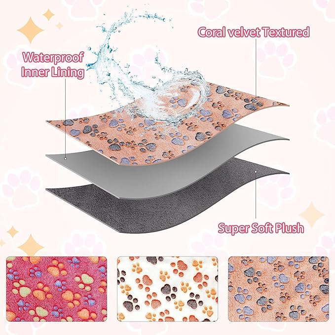YUEPET Waterproof Guinea Pig Blankets Washable 3 Pack Small Animal Fleece Cage Liners Pet Soft Sleep Mat Pad Cover Warm Flannel Throw for Hamster Guinea Pig Rabbit Chinchilla Hedgehog Ferret 48"×24"