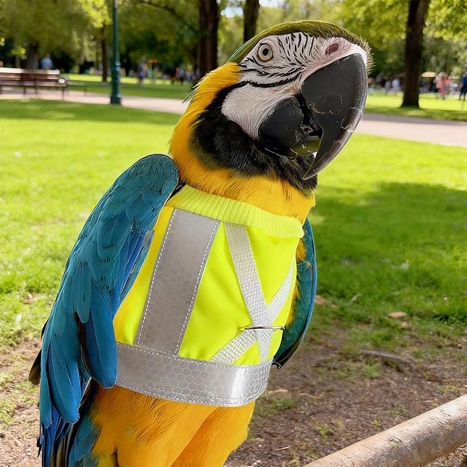 Bird Harness and Leash,3-Size Anti-Bite Flight Vest with Reflective Nylon Rope,Adjustable Training Design Anti-Bite, Bird Nylon Rope for Parrots for Macaw, Cockatoo, Cockatiel, Conure