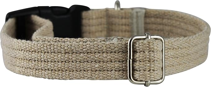 Cotton Web Adjustable Dog Collar with Locking Device 4 Sizes Beige (Medium: Neck: 14"-19"; Width: 3/4")