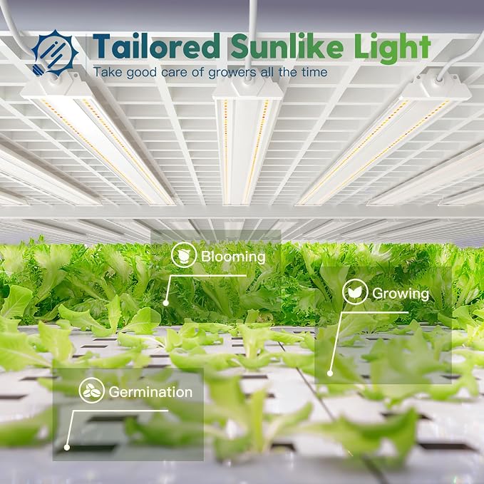 FREELICHT 1Pack 4FT Grow Light for Indoor Plants, 60W=350W, Full Spectrum | Linkable LED Grow Light, Sunlike Plant Lights for Hydroponic Seed Starting Veg & Indoor Gardeners, Plug in with On/Off Switch