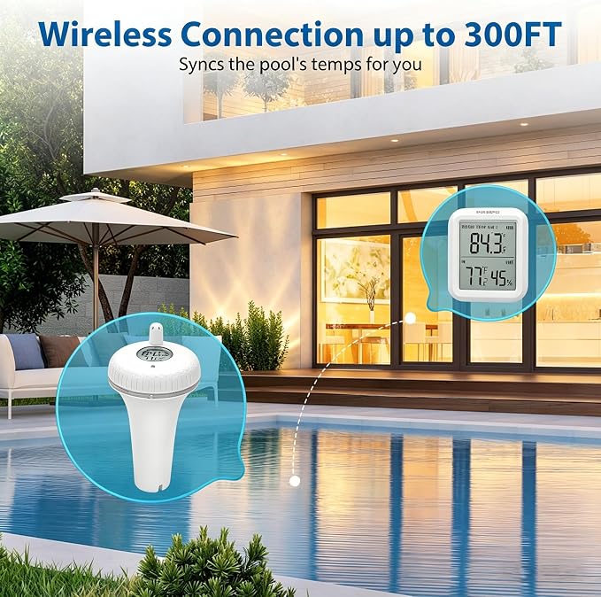 INKBIRD Pool Thermometer Wireless，Pool Temperature Thermometer Floating Easy Read for Swimming, Hot Tub, with Indoor Receiver for Temperature Reading