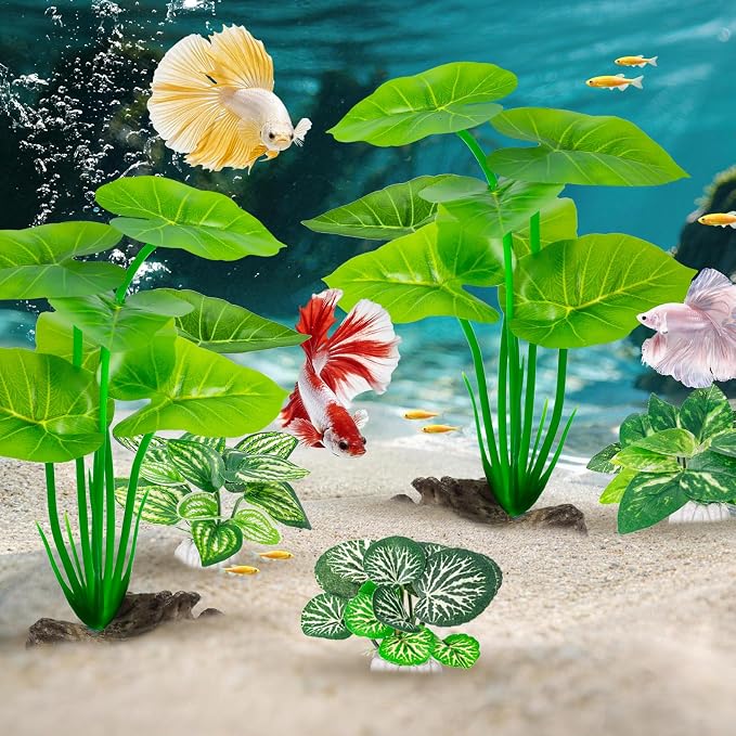 12 Pack Silk Aquarium Plants Betta Fish Tanks Decor，Betta Hammock 6-inch Fish Tank Plants Aquarium Decor，Suitable Artificial Fish Tank for Betta,Goldfish & Reptile Tanks Ornament Accessories