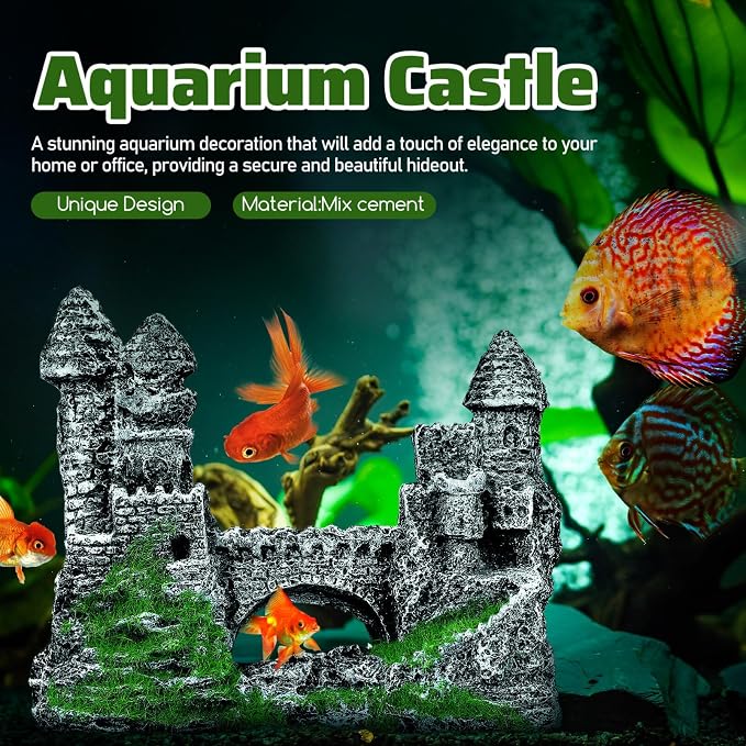Milisten Aquarium Castle Decoration, Fish Tank Castle Ornaments for Small Fish Shrimp Hide Caves House Betta Hideout for Shrimp Turtle Guppy Crabs, Medium