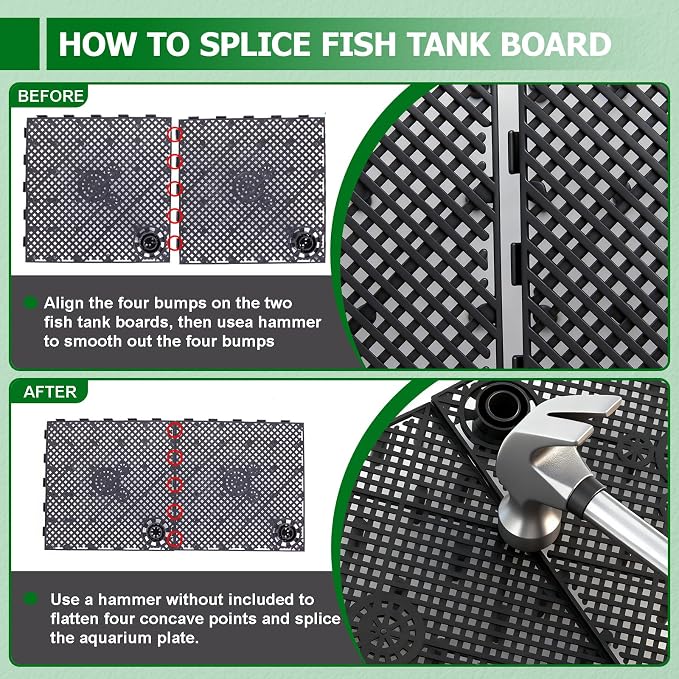 Sieral Under Gravel Aquarium Filter for 20-29 Gallon Tanks, 10 Pcs 5.7'' x 5.7'' Plates, Under Gravel System for Clean Water, with 2 Uplift Tube and 1 Filter Cotton, for Fish Tank Fresh and Saltwater