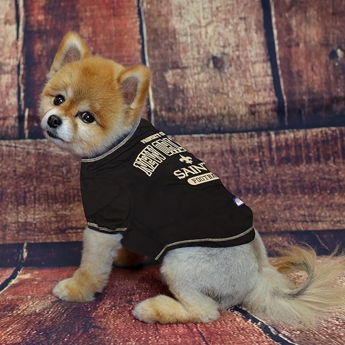 NFL New Orleans Saints Dog T-shirt X-Large. - Licensed Shirt for Pets Team Colored with Team Logos- Premium Stretchable Materials for the comfort of your Dog & Cat