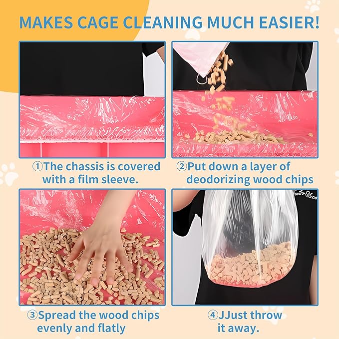 50 Pcs Disposable Cage Liners 19.7'' X 11.8'' - Clear, Plastic Toilet Film for Bunny, Hamster, Totoro, Hedgehog, Guinea Pig & Small Animal Habitats