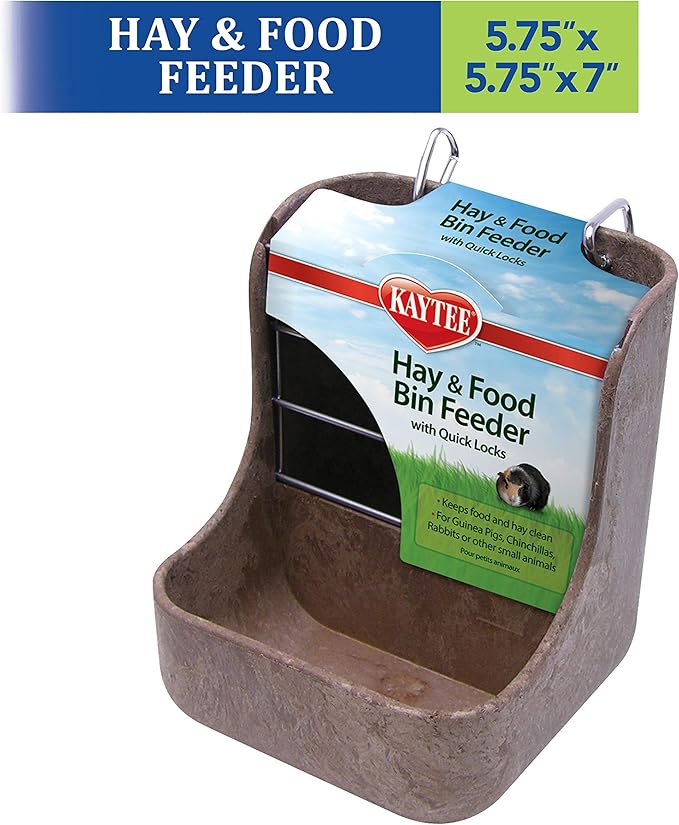 Kaytee Hay & Food Bin Feeder With Quick Locks For Pet Rabbits, Chinchillas, Guinea Pigs and Other Small Animals
