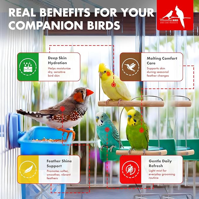 Morning Bird Aloe Vera Spray 8 Fl Oz – Natural Topical Spray for All Birds – Soothes Dry Skin & Supports Healthy Skin – Easy-to-Use Spray Bottle for Gentle Hydration & Skin Relief